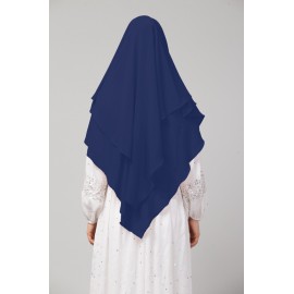 Nazneen Navy Triangle tow layers tie at back Ready to wear Hijab cum Naqab