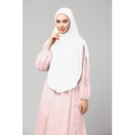 Nazneen White gathered Instant Ready to Wear Prayer Hijab