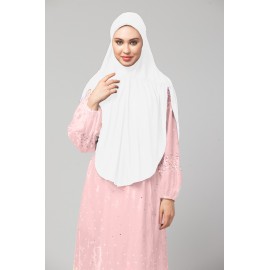 Nazneen White gathered Instant Ready to Wear Prayer Hijab