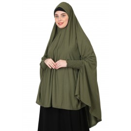 Nazneen stretchable Jersey smoking at  sleeve  Jilbab cum prayer khimar  Hijab