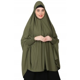 Nazneen stretchable Jersey smoking at  sleeve  Jilbab cum prayer khimar  Hijab