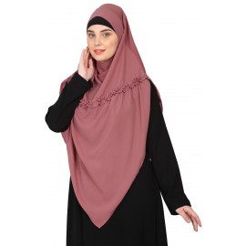 Nazneen Frill around shoulder, Triangle instant ready to wear tie at back Trendy Hijab(MOUVE PINK)