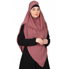 Nazneen Frill around shoulder, Triangle instant ready to wear tie at back Trendy Hijab(MOUVE PINK)