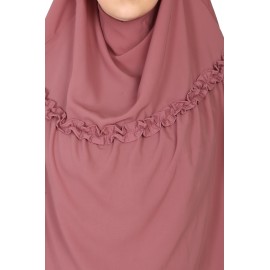 Nazneen Frill around shoulder, Triangle instant ready to wear tie at back Trendy Hijab(MOUVE PINK)