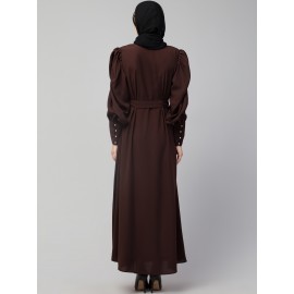 Nazneen Long Cuff Gathered Puffed Sleeve with Bet A line Abaya