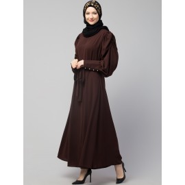 Nazneen Long Cuff Gathered Puffed Sleeve with Bet A line Abaya