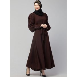 Nazneen Long Cuff Gathered Puffed Sleeve with Bet A line Abaya