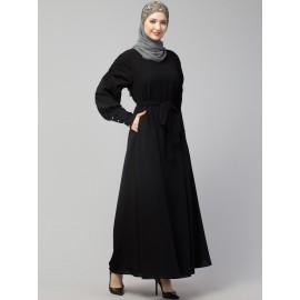 Nazneen Long Cuff Gathered Puffed Sleeve with Bet A line Abaya