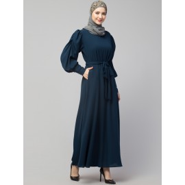 Nazneen Long Cuff Gathered Puffed Seeve with Bet A Iine Abaya