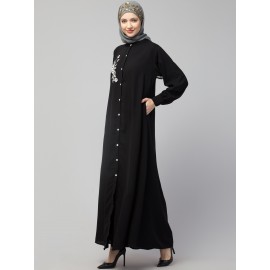 Nazneen Front Open with Embroidery Casual Abaya