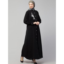 Nazneen Front Open with Embroidery Casual Abaya