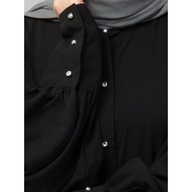 Nazneen Front Open long Cuff Gathered Puffed Sleeve Casual Abaya