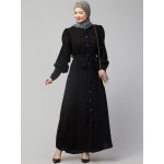 Nazneen Front Open long Cuff Gathered Puffed Sleeve Casual Abaya