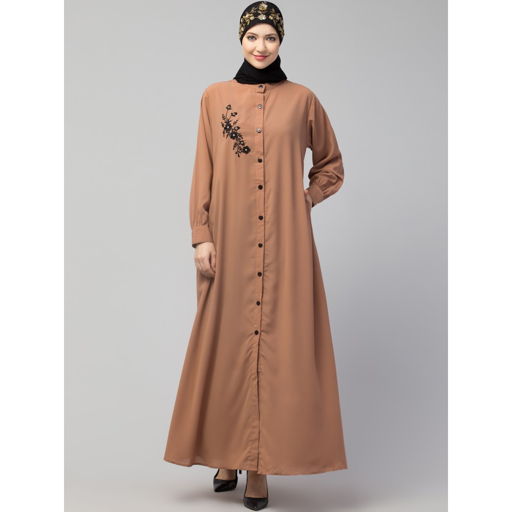 Nazneen Front Open with Embroidery Casual Abaya