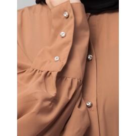 Nazneen Front Open long Cuff Gathered Puffed Sleeve Casual Abaya