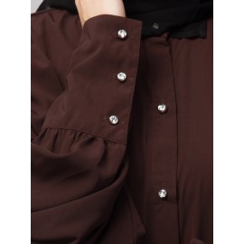 Nazneen Front Open long Cuff Gathered Puffed Sleeve Casual Abaya