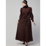 Nazneen Front Open long Cuff Gathered Puffed Sleeve Casual Abaya