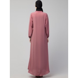 Nazneen Front open Contrast Embroidery Casual Abaya