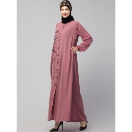 Nazneen Front open Contrast Embroidery Casual Abaya