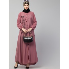 Nazneen Front open Contrast Embroidery Casual Abaya