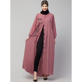 Nazneen Front open Contrast Embroidery Casual Abaya