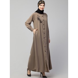 Nazneen Front Open with Embroidery Casual Abaya