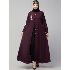 Nazneen Front Open with Embroidery Casual Abaya