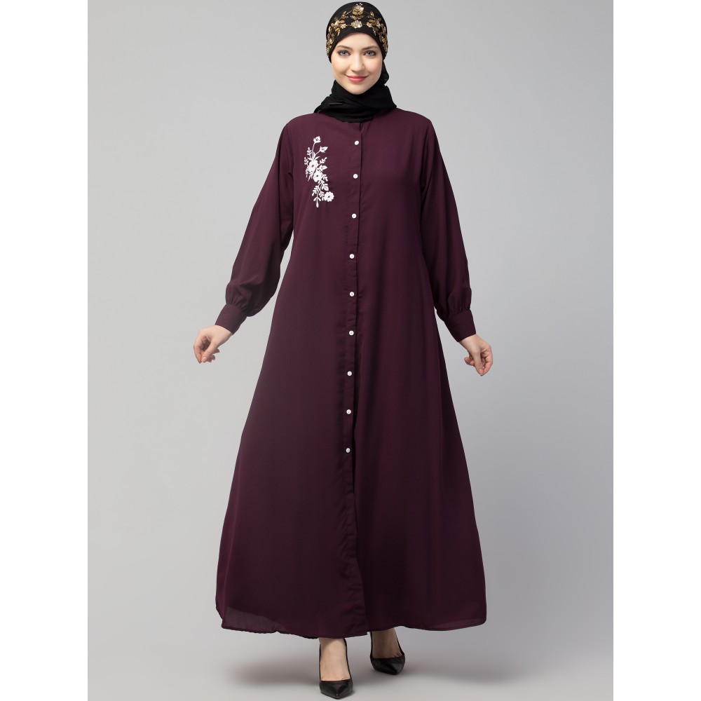 Nazneen Front Open with Embroidery Casual Abaya