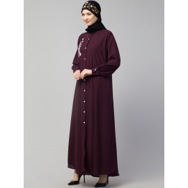 Nazneen Front Open with Embroidery Casual Abaya