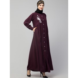 Nazneen Front Open with Embroidery Casual Abaya