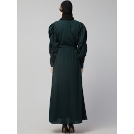 Nazneen Long Cuff Gathered Puffed Sleeve with Bet A line Abaya