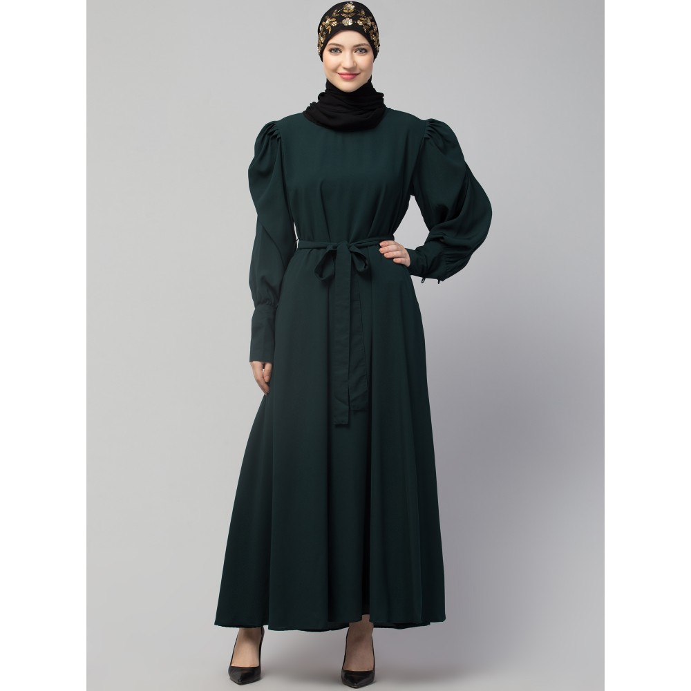 Nazneen Long Cuff Gathered Puffed Sleeve with Bet A line Abaya