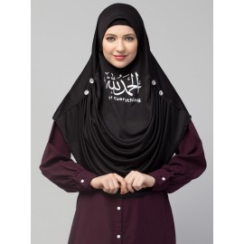  Nazneen Islamic Calligraphy printed front gather & pleated with Cristal stone ready to wear prayer Hijab 
