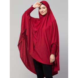 Nazneen stretchable Jersey smoking at  sleeve  Jilbab cum prayer khimar Hijab