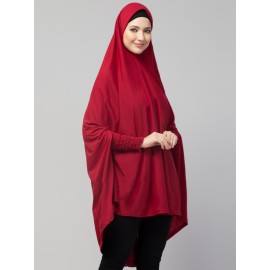 Nazneen stretchable Jersey smoking at  sleeve  Jilbab cum prayer khimar Hijab