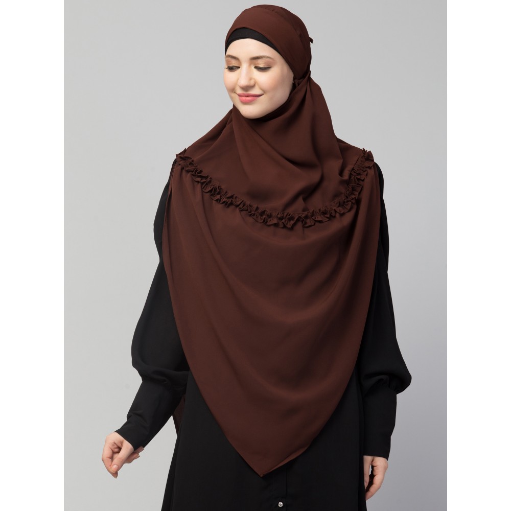 Nazneen Frill around shoulder, Triangle instant ready to wear tie at back Trendy Hijab