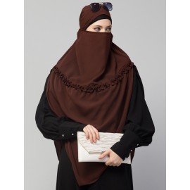 Nazneen Frill around shoulder, Triangle instant ready to wear tie at back Trendy Hijab