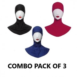 Nazneen Stretchable Under Hijab Ninja cap Combo pack of 3 (Maroon, Black & Navy)