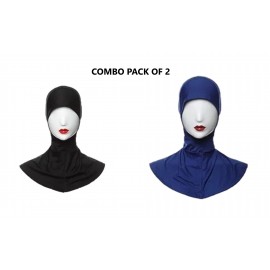 Nazneen Stretchable Under Hijab Ninja cap Combo pack of 2 (Black & Navy Blue)