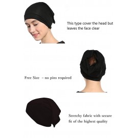 Nazneen Women's Tube Hijab Bonnet Cap Under Scarf Pullover Combo 4 Piece (Maroon, White Black & Navy Blue)