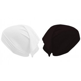 Nazneen Women's Tube Hijab Bonnet Cap Under Scarf Pullover Combo 2 Piece (Black & White)