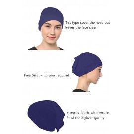 Nazneen Women's Tube Hijab Bonnet Cap Under Scarf Pullover Combo 2 Piece (Maroon & Navy Blue)