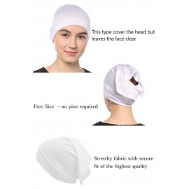Nazneen Women's Tube Hijab Bonnet Cap Under Scarf Pullover Combo 3 Piece (White, Black & Maroon)