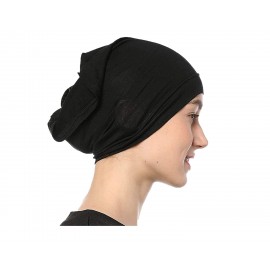 Nazneen Women's Tube Hijab Bonnet Cap Under Scarf Pullover (Black)