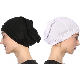 Nazneen Women's Tube Hijab Bonnet Cap Under Scarf Pullover Combo 2 Piece (Black & White)