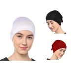 Nazneen Women's Tube Hijab Bonnet Cap Under Scarf Pullover Combo 3 Piece (White, Black & Maroon)