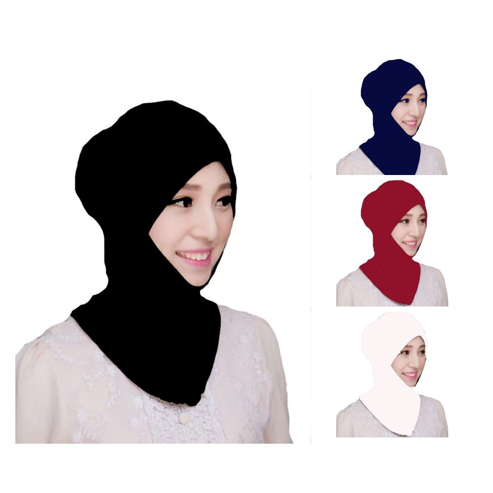 Nazneen Stretchable Under Hijab Ninja cap Combo pack of 4 (Maroon, White, Black & Navy)