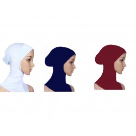 Nazneen Stretchable Under Hijab Ninja cap Combo pack of 3 (Navy, White & Maroon)
