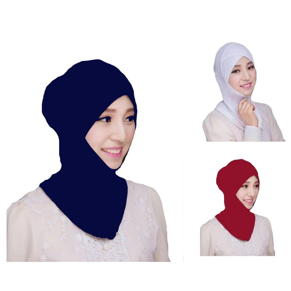 Nazneen Stretchable Under Hijab Ninja cap Combo pack of 3 (Navy, White & Maroon)