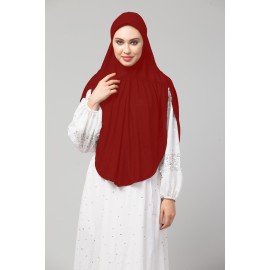 Nazneen Maroon Gathered Instant Ready To Wear Prayer Hijab